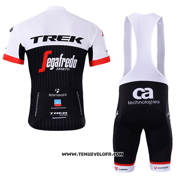 2017 Maillot Ciclismo Trek Segafredo Noir et Blanc Manches Courtes et Cuissard